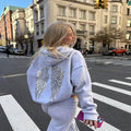 Melek Kanadı Baskılı Taşlı Sweatshirt